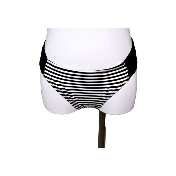 Mossimo Solid Stripe Black White Halter Swim Top Bikini 2pc Swimsuit sz MEDIUM - Picture 3 of 14